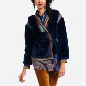 Sparrow by Anthropologie “Jupukka” Blue Plush Faux Fur Coat - FREE SHIPPING!